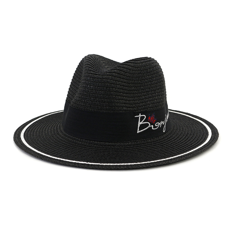 Pălărie Fedora de paie pentru femei cu logo personalizat